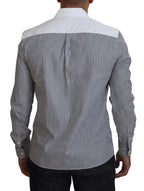 Dolce &amp; Gabbana Gray White Striped Slim Fit Shirt