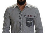 Dolce &amp; Gabbana Gray White Striped Slim Fit Shirt