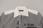 Dolce &amp; Gabbana Gray White Striped Slim Fit Shirt