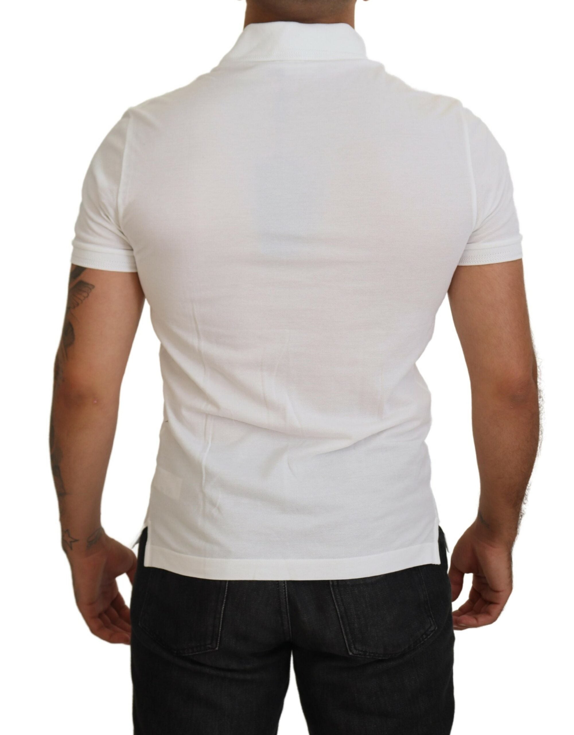 Dolce &amp; Gabbana White Cotton Logo Short Sleeve Polo T-shirt