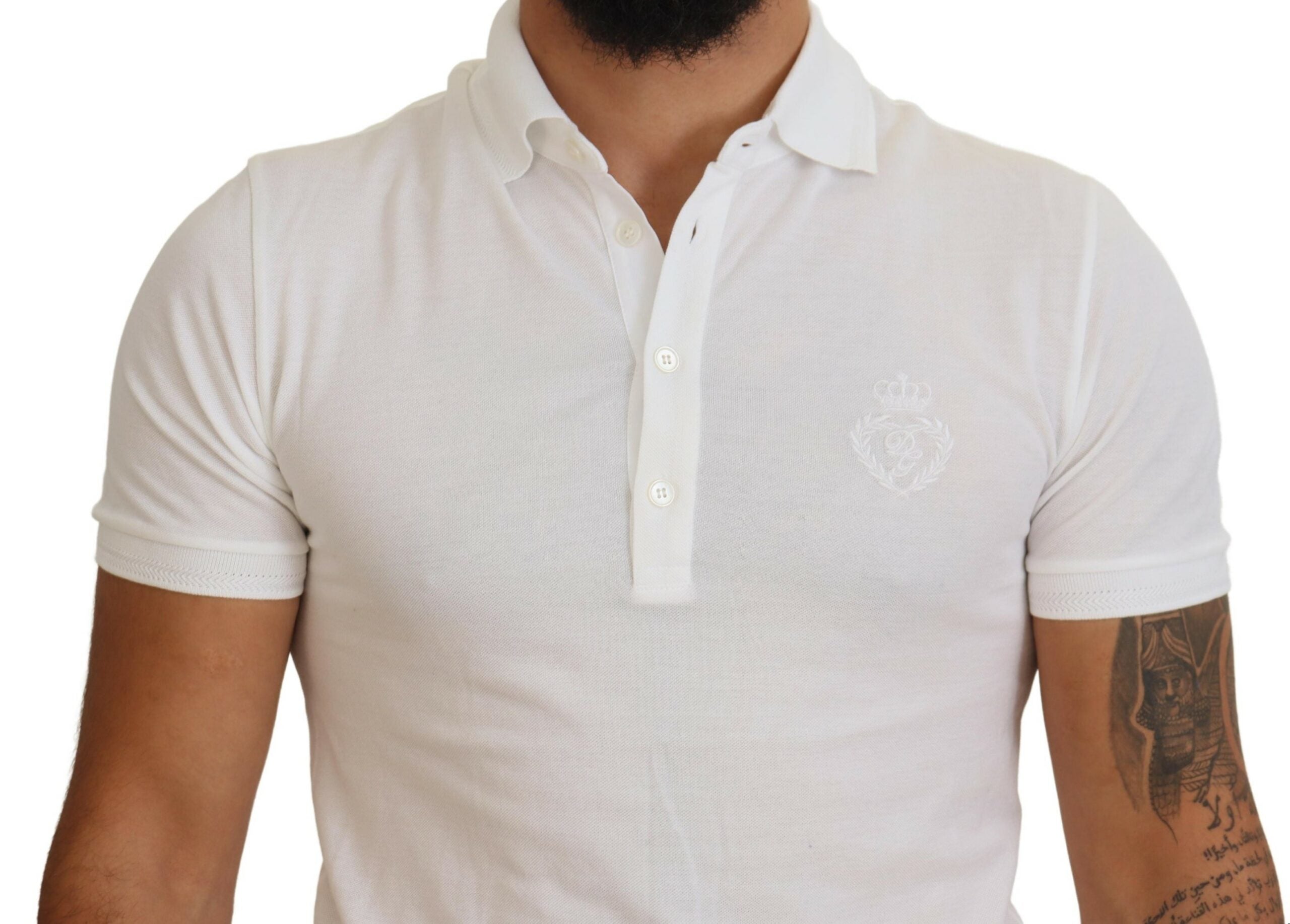 Dolce &amp; Gabbana White Cotton Logo Short Sleeve Polo T-shirt