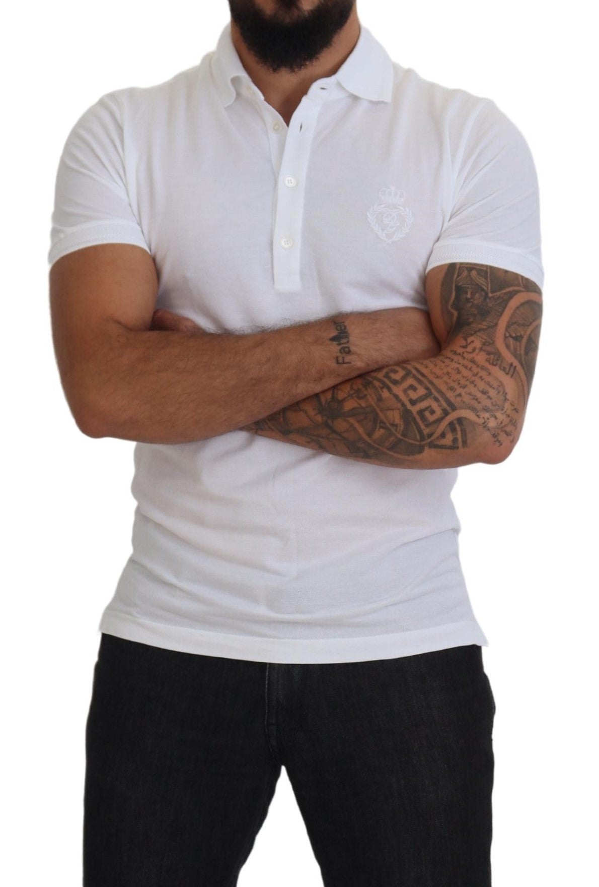 Dolce &amp; Gabbana White Cotton Logo Short Sleeve Polo T-shirt