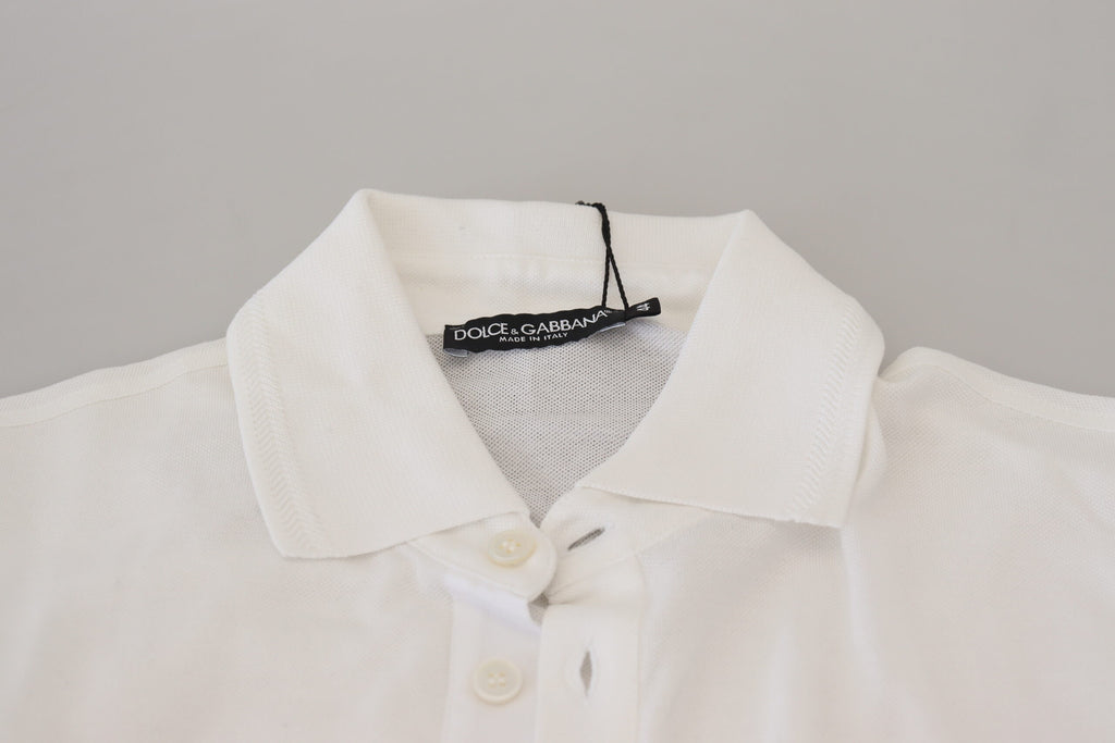 Dolce &amp; Gabbana White Cotton Logo Short Sleeve Polo T-shirt
