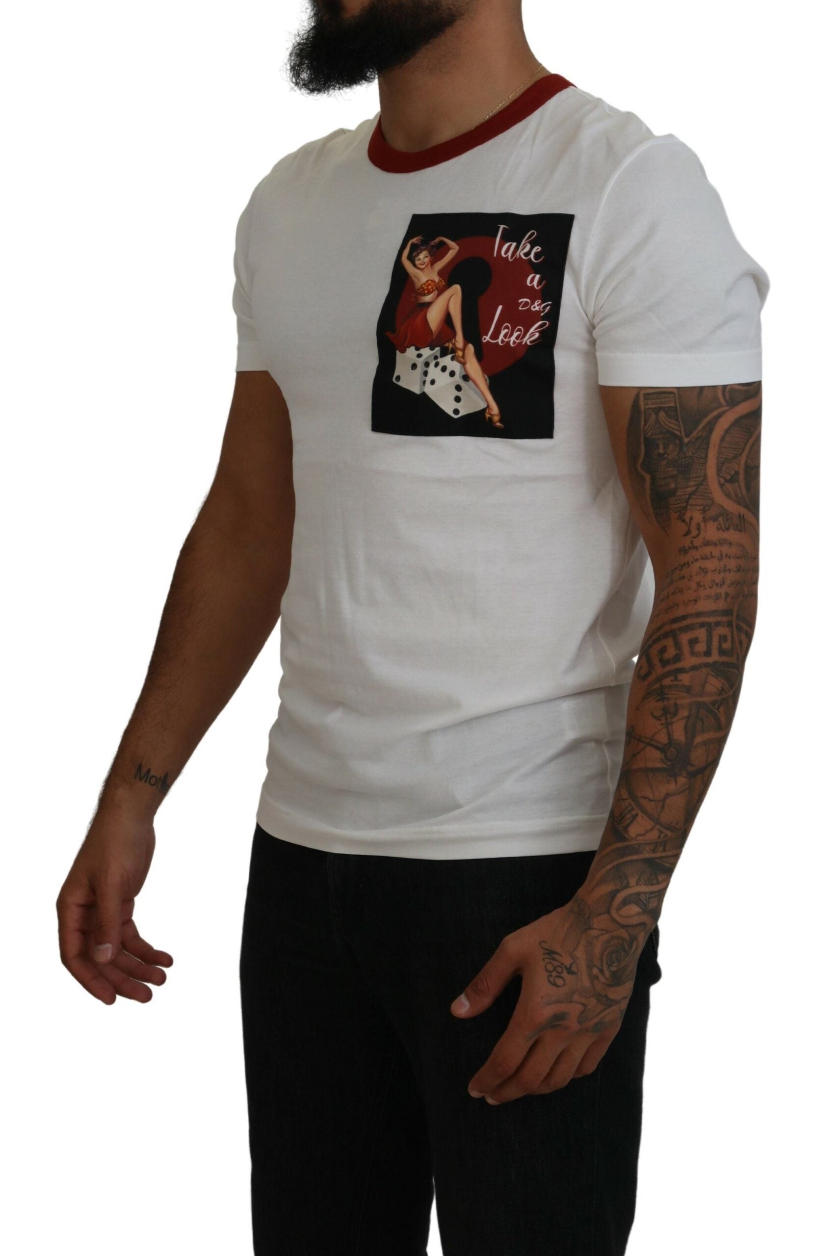 Dolce &amp; Gabbana Cotton White Logo Print Crewneck T-shirt