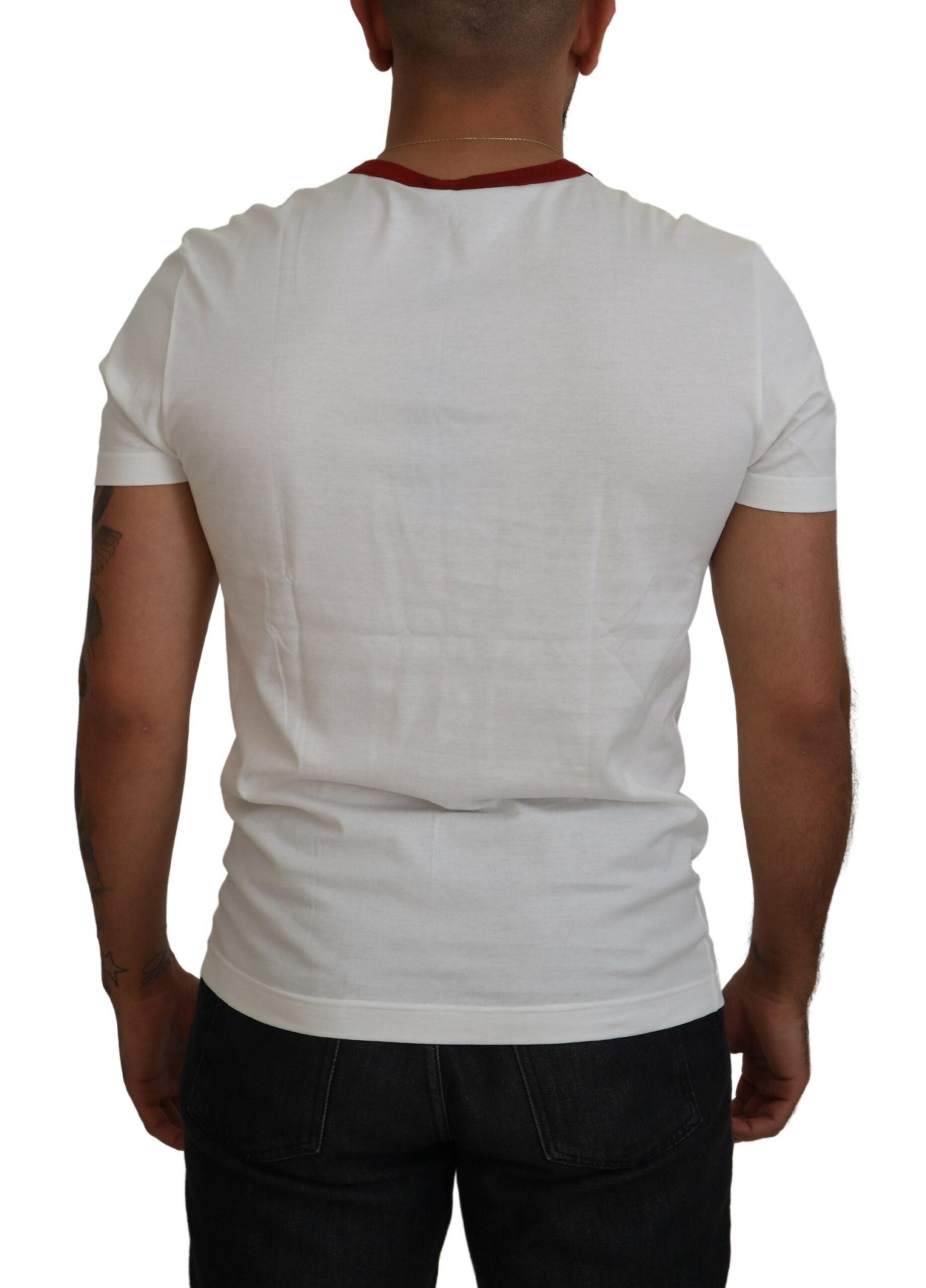 Dolce &amp; Gabbana Cotton White Logo Print Crewneck T-shirt