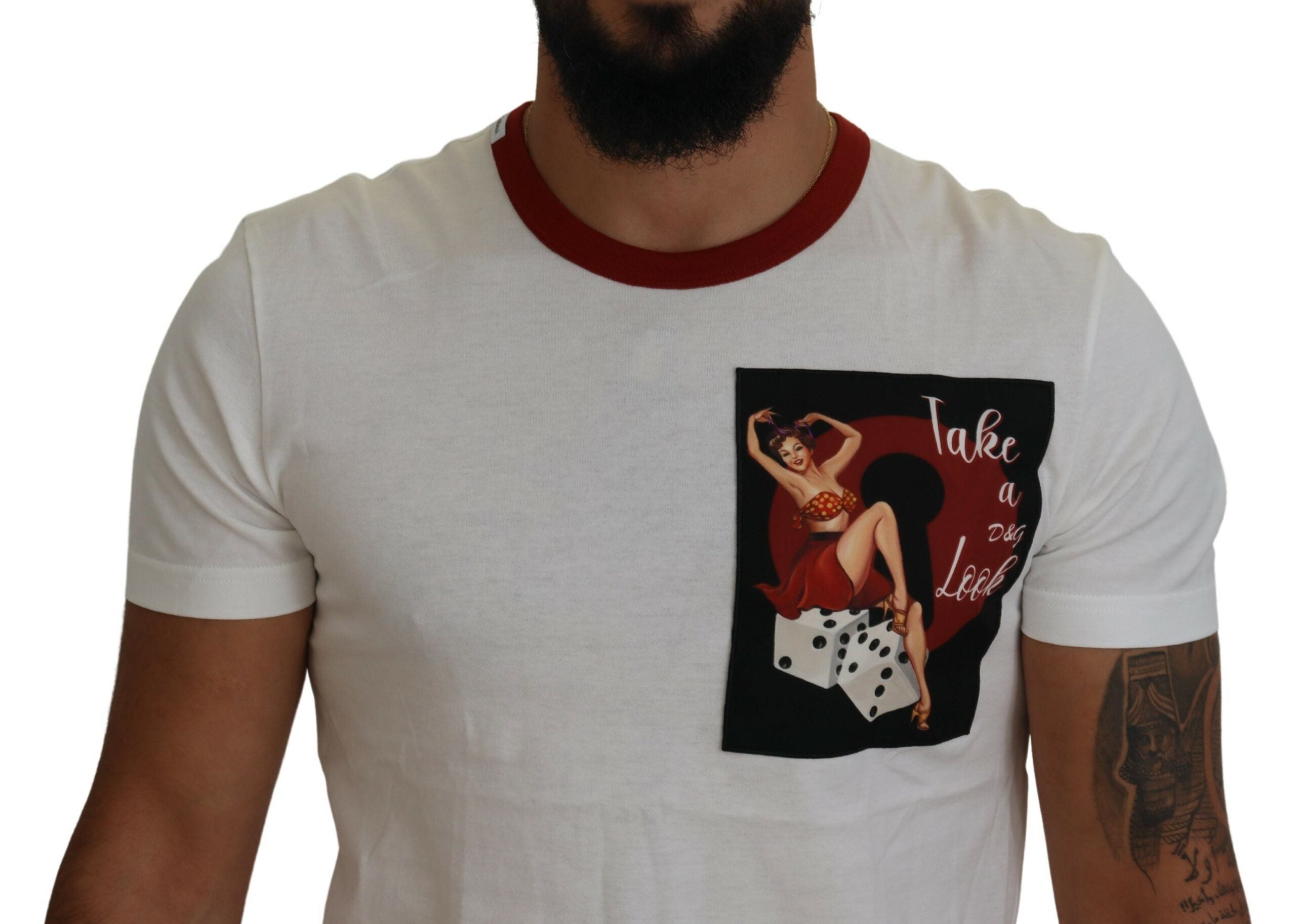 Dolce &amp; Gabbana Cotton White Logo Print Crewneck T-shirt