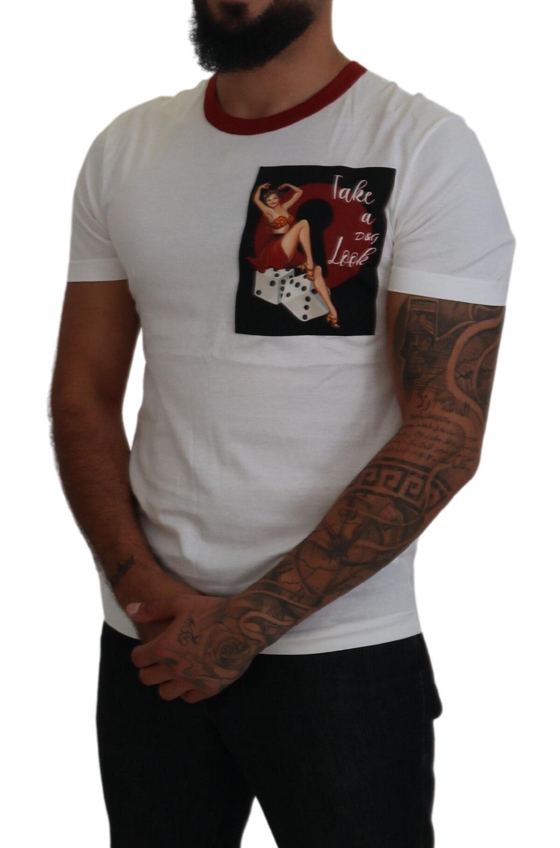 Dolce &amp; Gabbana Cotton White Logo Print Crewneck T-shirt