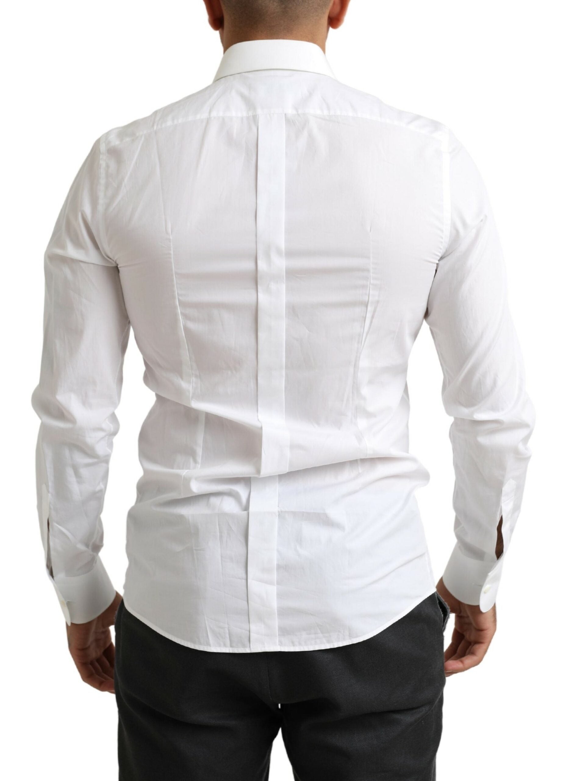Dolce &amp; Gabbana White Tuxedo Slim Fit Baroque Shirt