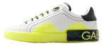 Dolce &amp; Gabbana White Yellow Portofino Leather Sneakers Shoes