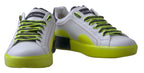 Dolce &amp; Gabbana White Yellow Portofino Leather Sneakers Shoes