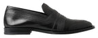 Dolce &amp; Gabbana Black Leather Slipper Loafers Stitched Shoes