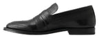 Dolce &amp; Gabbana Black Leather Slipper Loafers Stitched Shoes
