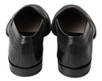 Dolce &amp; Gabbana Black Leather Slipper Loafers Stitched Shoes