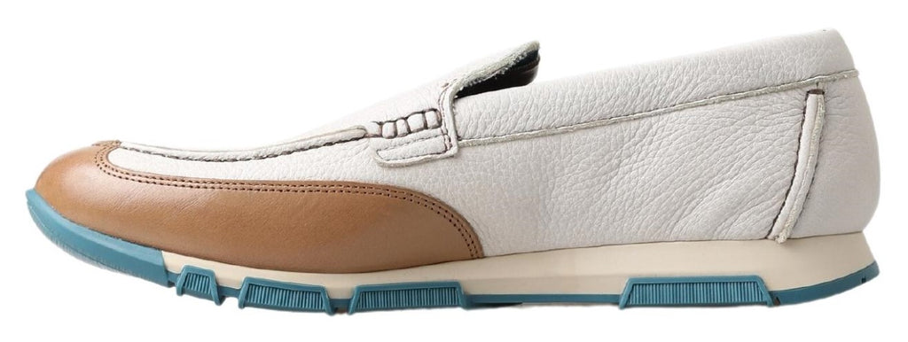 Dolce &amp; Gabbana White Leather Loafers Moccasins Shoes