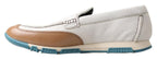 Dolce &amp; Gabbana White Leather Loafers Moccasins Shoes