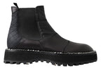Dolce &amp; Gabbana Black Leather Slip on Stretch Boots