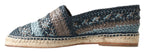Dolce &amp; Gabbana Blue Gray Leather Buffalo Espadrille Shoes