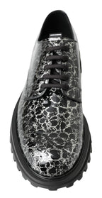 Dolce &amp; Gabbana Black White Derby Patent Leather Shoes