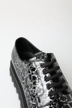 Dolce &amp; Gabbana Black White Derby Patent Leather Shoes