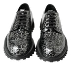 Dolce &amp; Gabbana Black White Derby Patent Leather Shoes