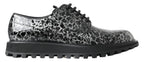 Dolce &amp; Gabbana Black White Derby Patent Leather Shoes