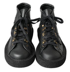 Dolce &amp; Gabbana Black Leather Slip on Stretch Boots