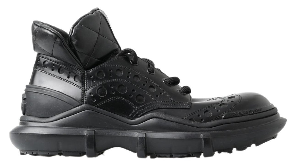 Dolce &amp; Gabbana Black Leather Ankle Casual Boots