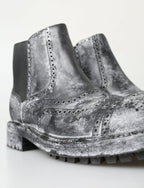 Dolce &amp; Gabbana Black Gray Leather Ankle Boots