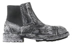 Dolce &amp; Gabbana Black Gray Leather Ankle Boots