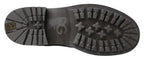 Dolce &amp; Gabbana Black Gray Leather Ankle Boots