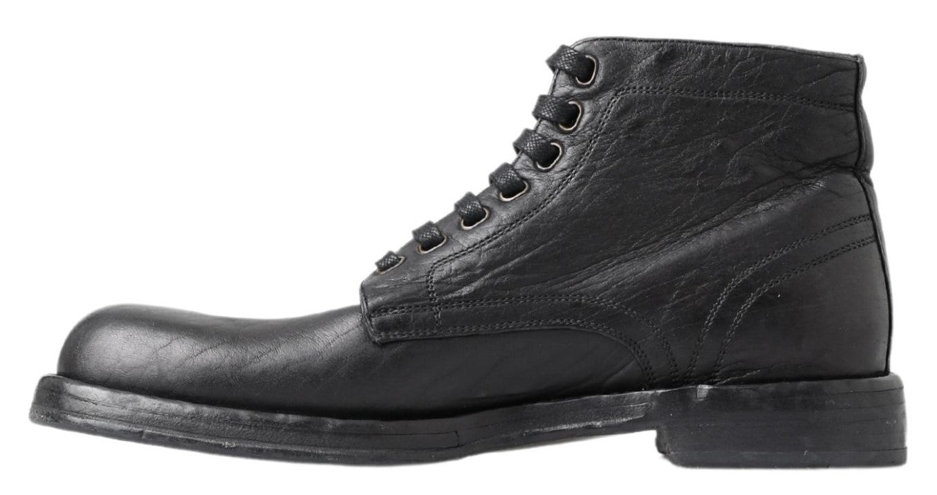 Dolce &amp; Gabbana Black Horse Leather Perugino Boots