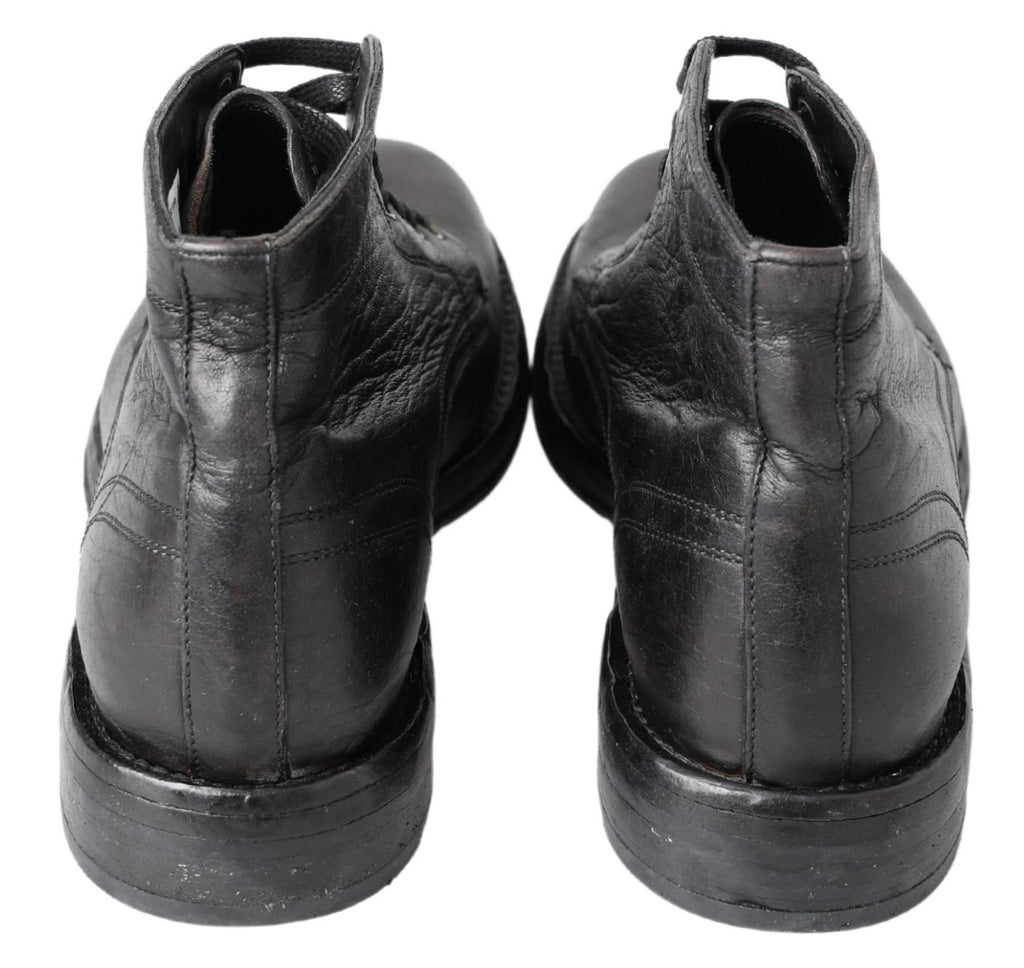 Dolce &amp; Gabbana Black Horse Leather Perugino Boots