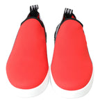 Dolce &amp; Gabbana Red White Flat Sneakers Loafers Shoes