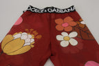 Dolce &amp; Gabbana Red Floral Leggings Stretch Waist Pants