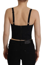 Dolce &amp; Gabbana Black Patchwork Sicily Blouse Corset Cropped Top