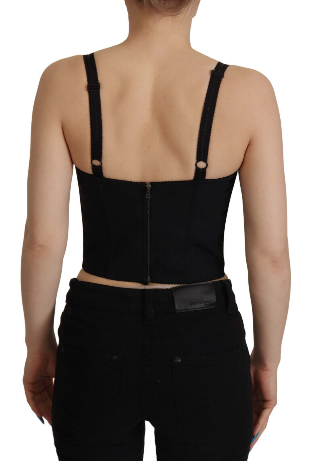Dolce &amp; Gabbana Black Patchwork Sicily Blouse Corset Cropped Top