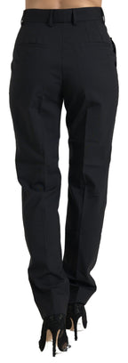 Dolce &amp; Gabbana Black Wool High Waist Tapered Pants