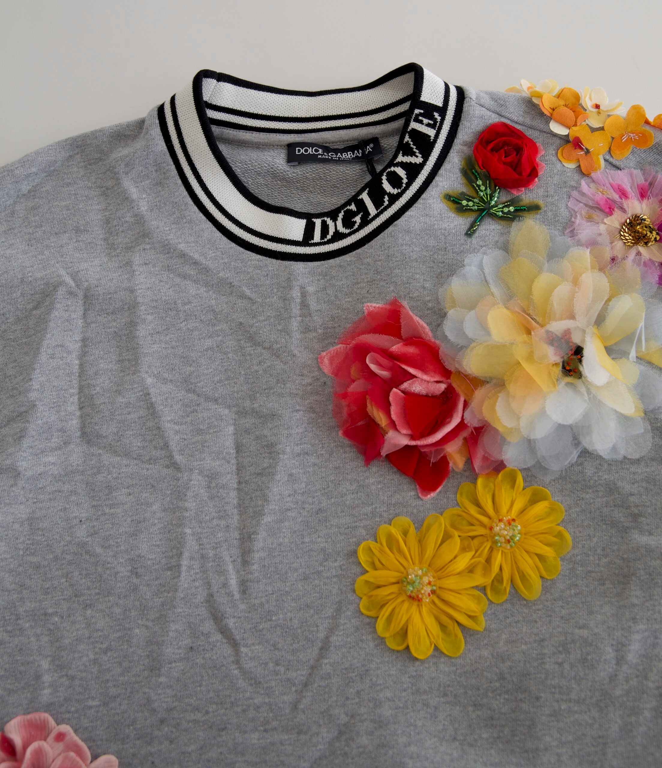 Dolce &amp; Gabbana Gray DG Amore Queen Floral Pullover Sweater
