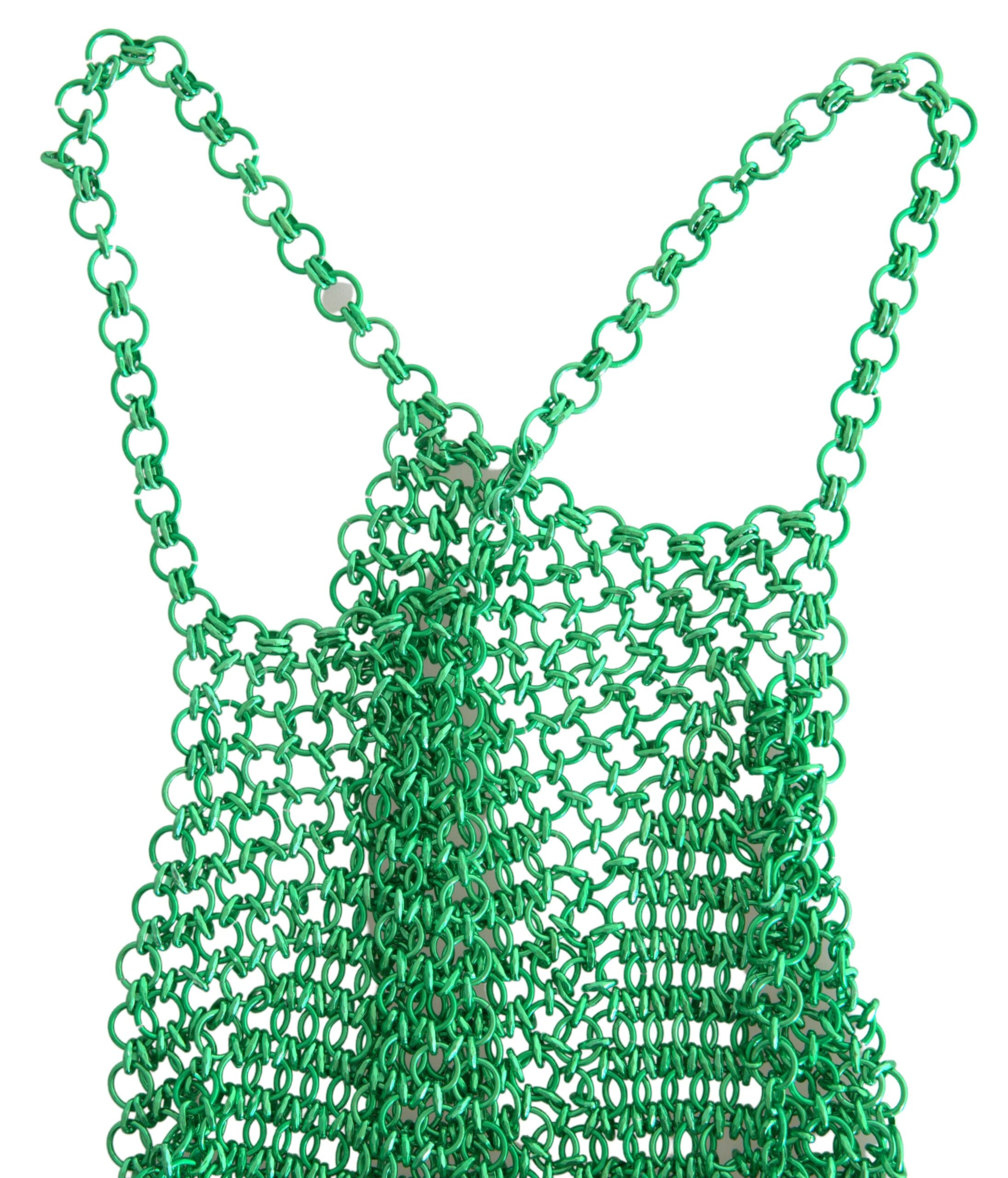 Dolce &amp; Gabbana Green Aluminum Sleeveless Halter Cropped Tank Top