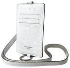 Dolce &amp; Gabbana White Leather Lanyard Logo Card Holder Men Wallet