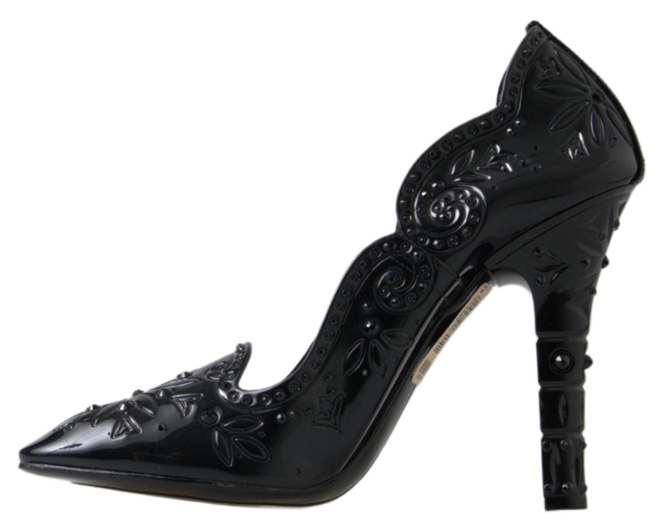 Dolce &amp; Gabbana Black CINDERELLA Floral Crystal Heels Shoes
