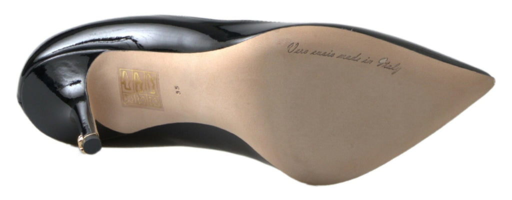 Dolce &amp; Gabbana Black Patent Leather High Heels Pumps Shoes
