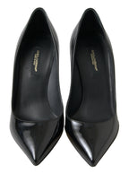 Dolce &amp; Gabbana Black Patent Leather High Heels Pumps Shoes