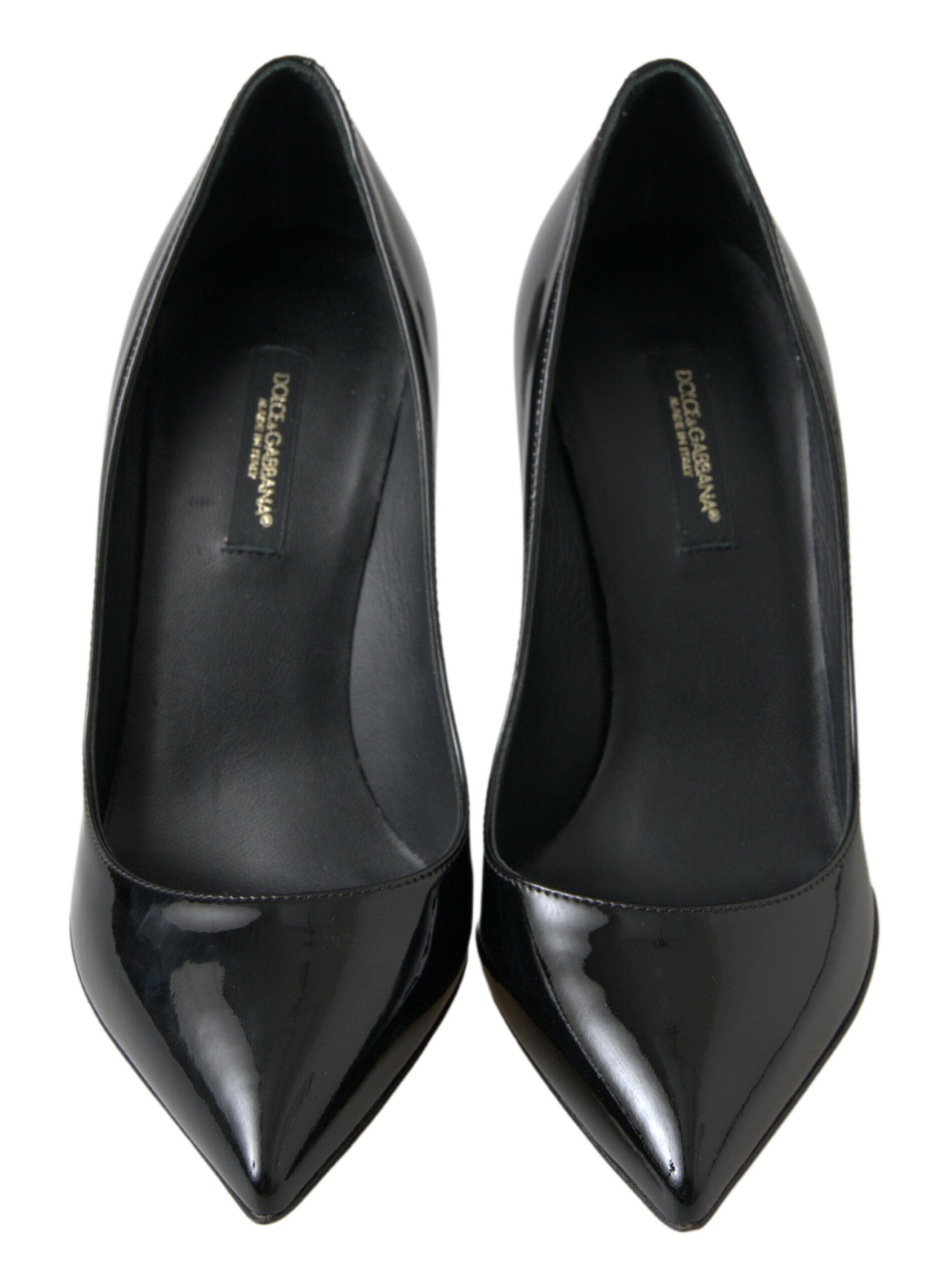 Dolce &amp; Gabbana Black Patent Leather High Heels Pumps Shoes