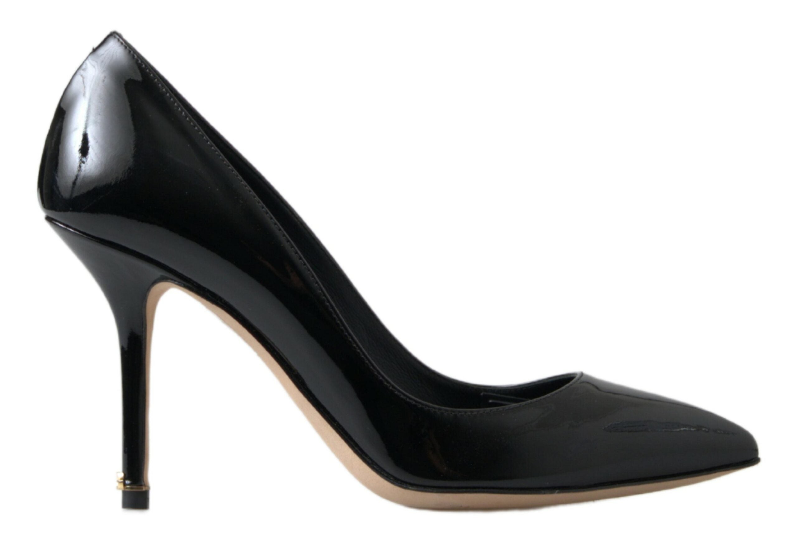 Dolce &amp; Gabbana Black Patent Leather High Heels Pumps Shoes
