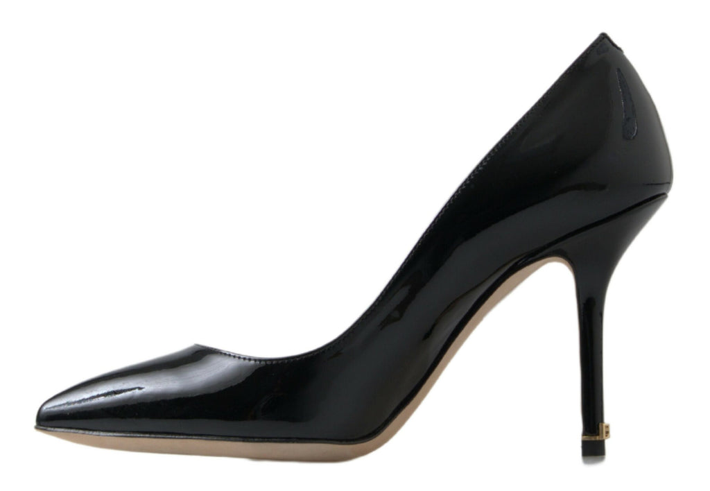 Dolce &amp; Gabbana Black Patent Leather High Heels Pumps Shoes