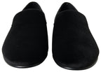 Dolce &amp; Gabbana Black Velvet Loafers Formal Shoes
