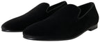Dolce &amp; Gabbana Black Velvet Loafers Formal Shoes