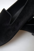 Dolce &amp; Gabbana Black Velvet Loafers Formal Shoes