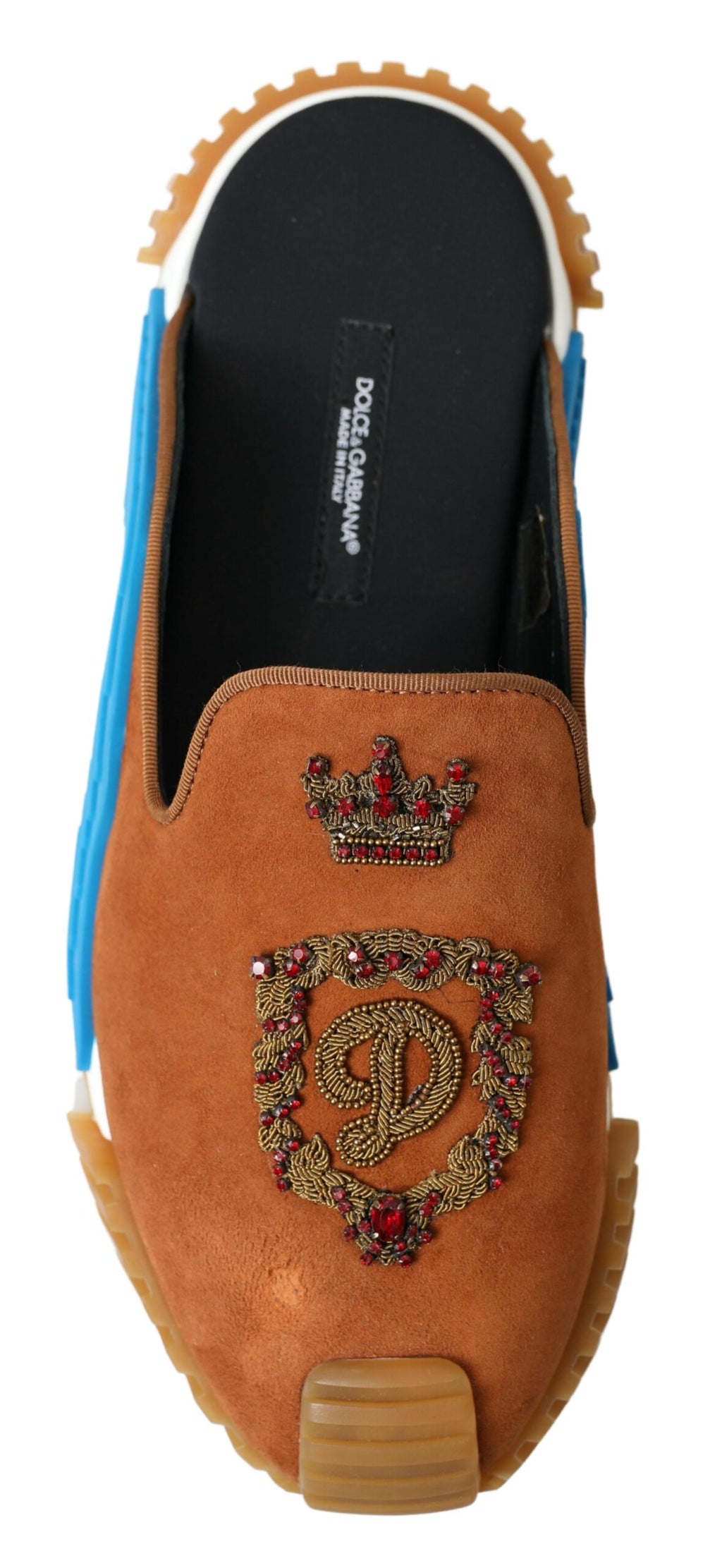 Dolce &amp; Gabbana Brown Suede Crown Logo NS1 Slides Sandals